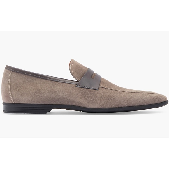 MAGNANNI MEN NIB $475 TIERRA GREY SUEDED LEATHER PENNY LOAFERS. SIZE 11 - Picture 6 of 11